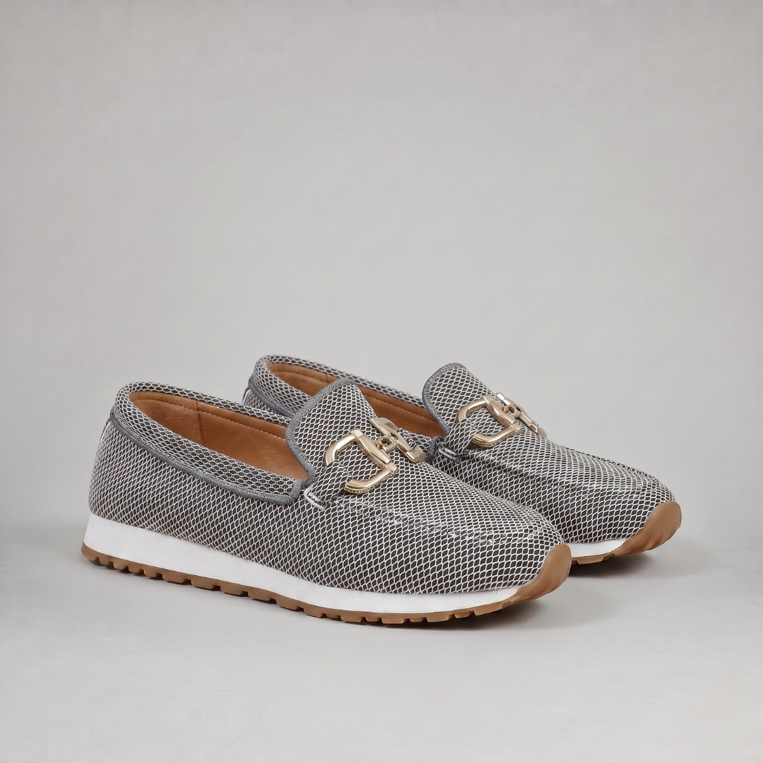 Wygodne Damskie Mokasyny Wsuwane na Platformie z Oddychającej Siatki ze Złotym Detalem — Eleganckie Loafersy na Co Dzień | Sylnia Butik