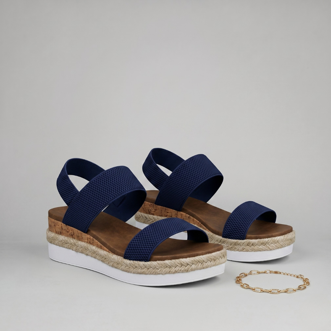 Wygodne Damskie Sandały Letnie na Koturnie w Stylu Espadryli z Elastycznymi Paskami — Eleganckie Buty na Lato | Sylnia Butik