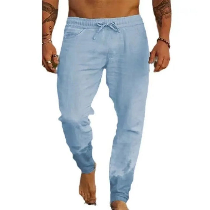 Męskie Spodnie Plażowe Joggers Streetwear Bawełniane Lniane Spodnie Dresowe Casual Hawajskie Wczasy Luźne Letnie Proste Spodnie Męskie