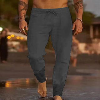 Męskie Spodnie Plażowe Joggers Streetwear Bawełniane Lniane Spodnie Dresowe Casual Hawajskie Wczasy Luźne Letnie Proste Spodnie Męskie