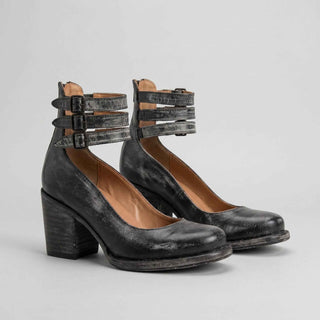 Buty Damskie na Słupku z Paskami Wokół Kostki w Stylu Vintage