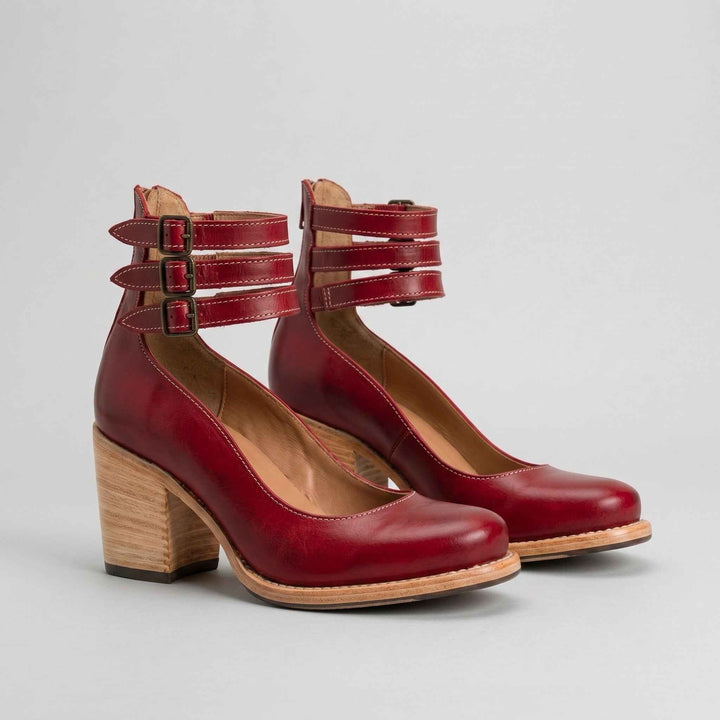 Buty Damskie na Słupku z Paskami Wokół Kostki w Stylu Vintage
