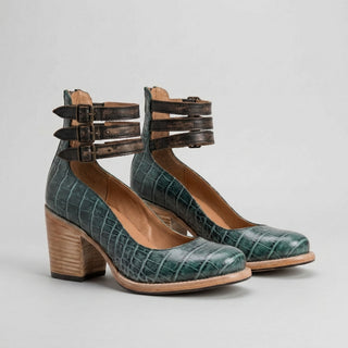 Buty Damskie na Słupku z Paskami Wokół Kostki w Stylu Vintage