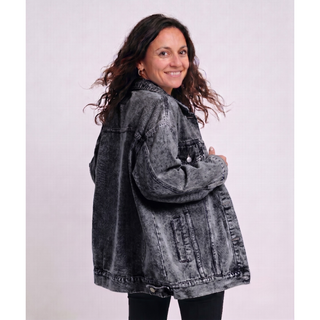 Jeansowa Kurtka Oversize w Stylu Vintage