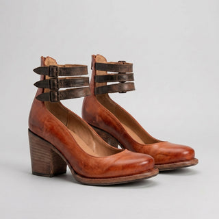 Buty Damskie na Słupku z Paskami Wokół Kostki w Stylu Vintage