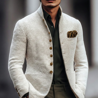 Szykowny kardigan męski ze stójką o eleganckim kroju