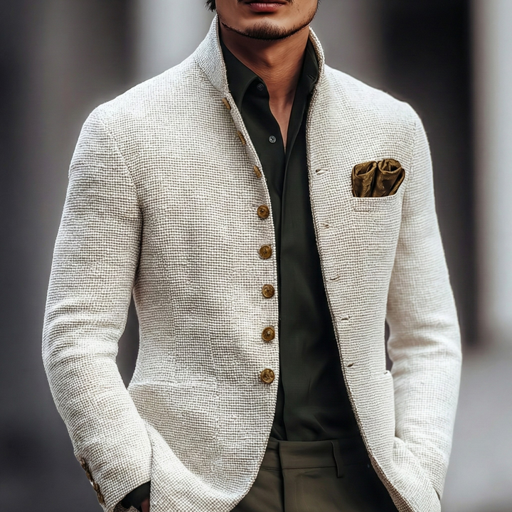 Szykowny kardigan męski ze stójką o eleganckim kroju