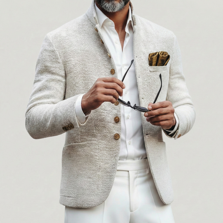 Szykowny kardigan męski ze stójką o eleganckim kroju