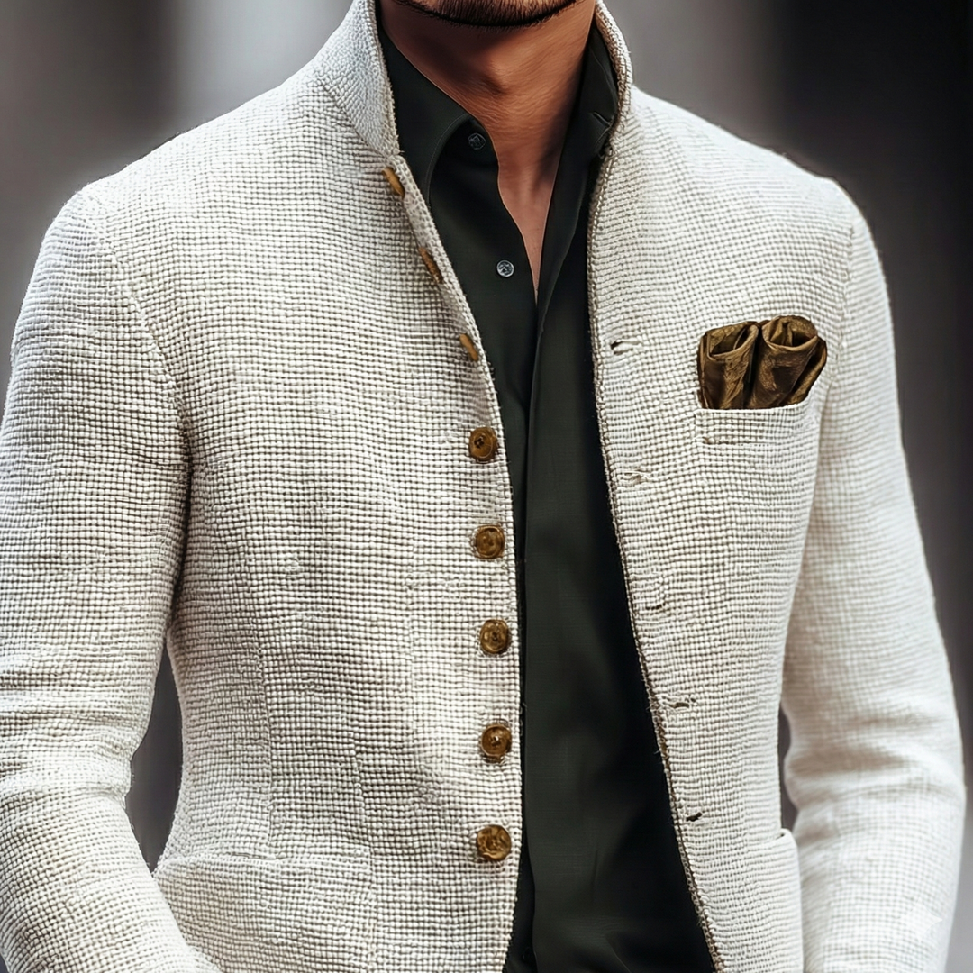 Szykowny kardigan męski ze stójką o eleganckim kroju
