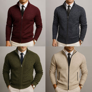 Elegancki sweter męski z zamkiem i wysoką stójką na co dzień