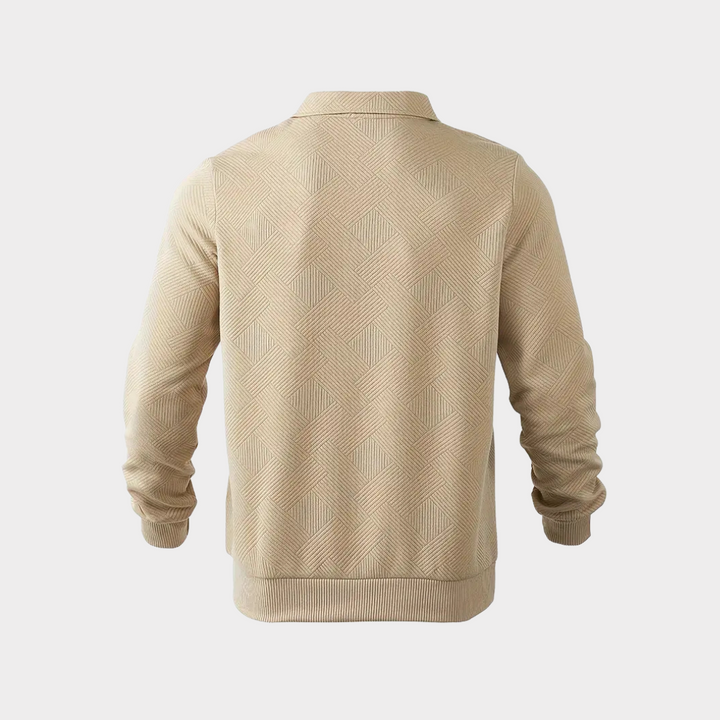Wyrazisty sweter męski z zamkiem o subtelnej fakturze
