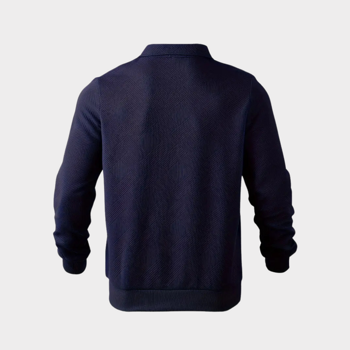 Wyrazisty sweter męski z zamkiem o subtelnej fakturze