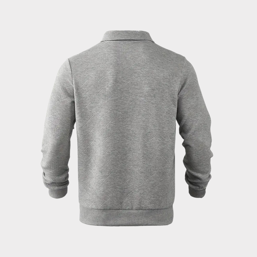 Wyrazisty sweter męski z zamkiem o subtelnej fakturze