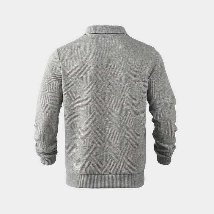 Wyrazisty sweter męski z zamkiem o subtelnej fakturze