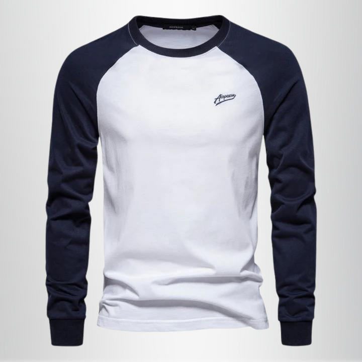 Ponadczasowa koszulka męska z długim rękawem w stylu raglan