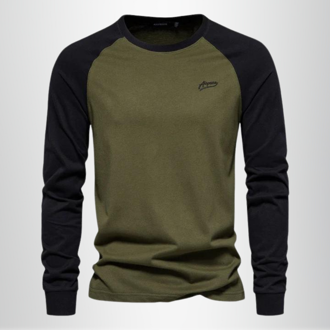 Ponadczasowa koszulka męska z długim rękawem w stylu raglan