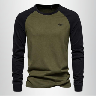Ponadczasowa koszulka męska z długim rękawem w stylu raglan
