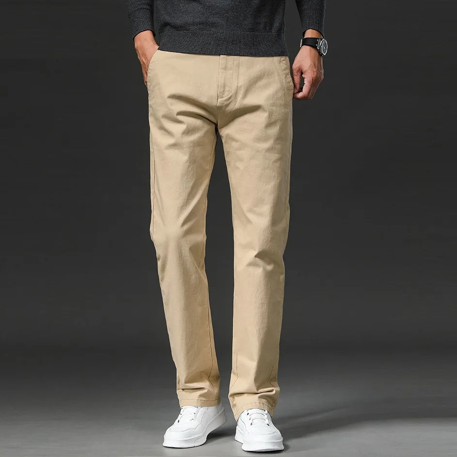 Efektowne Spodnie Chino Męskie Slim Fit o Zwężanym Fasonie