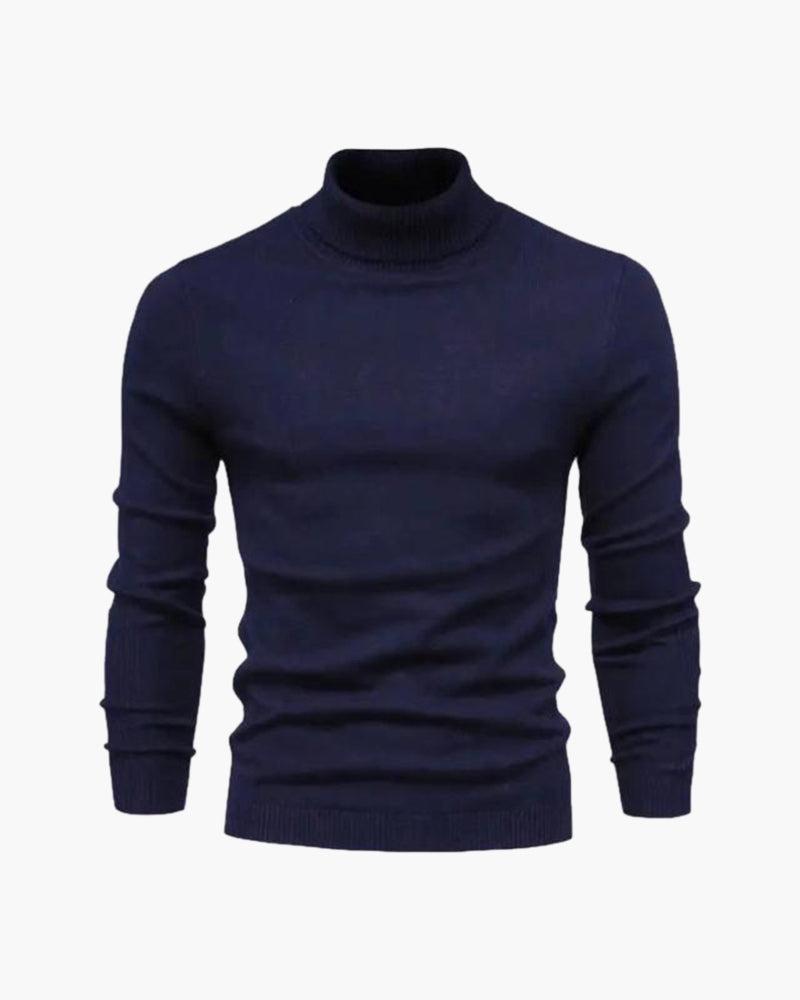 Stylowy sweter męski z golfem o smukłej linii i wysokim kołnierzu