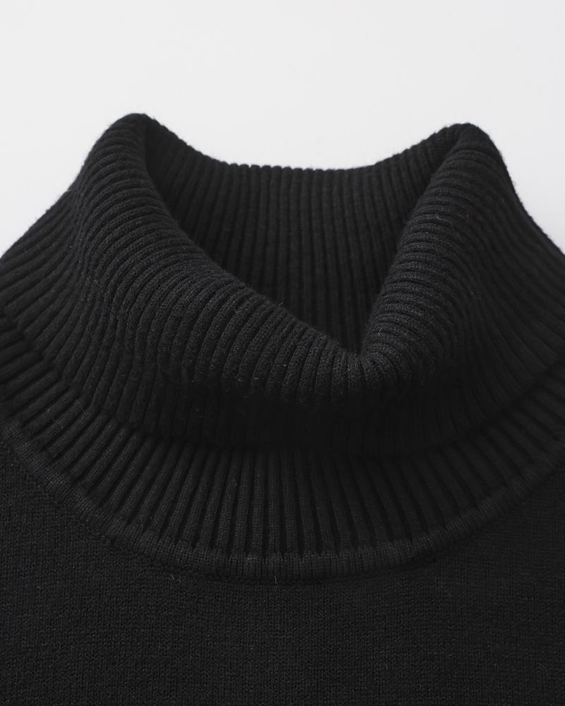 Stylowy sweter męski z golfem o smukłej linii i wysokim kołnierzu