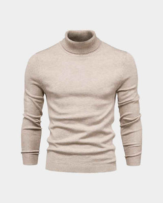 Stylowy sweter męski z golfem o smukłej linii i wysokim kołnierzu