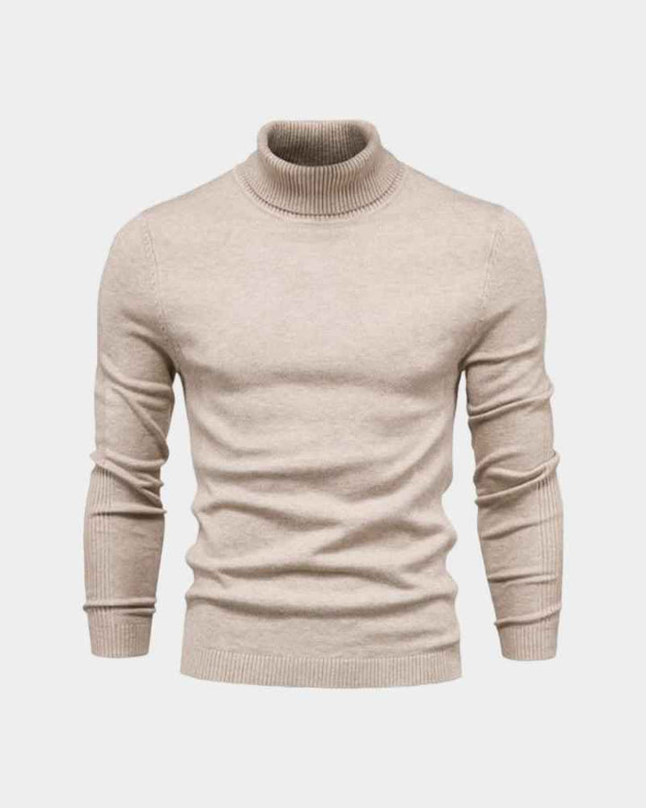 Stylowy sweter męski z golfem o smukłej linii i wysokim kołnierzu