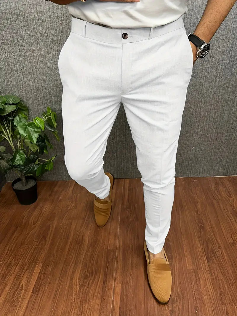 Stylowe spodnie męskie zwężane o eleganckim kroju slim fit