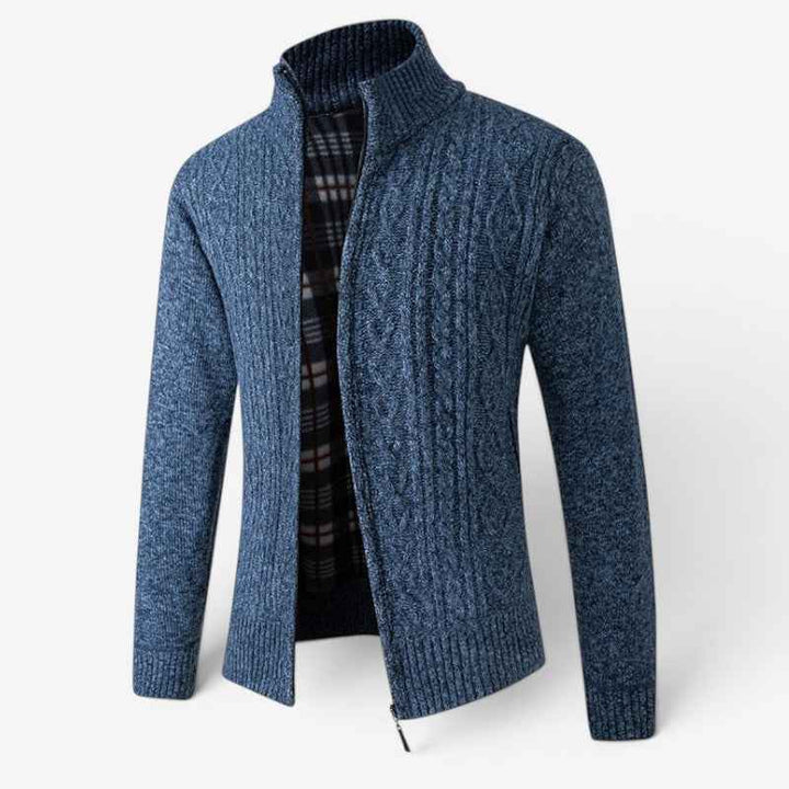 Efektowna bluza męska ze stójką i zamkiem o wyrazistej fakturze