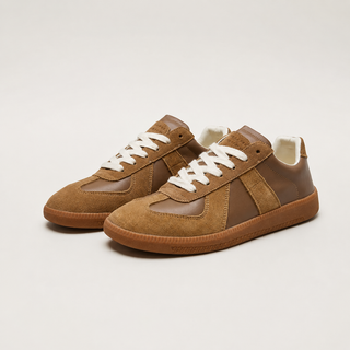 Sneakersy Męskie Retro na karmelowej podeszwie ze sznurowaniem