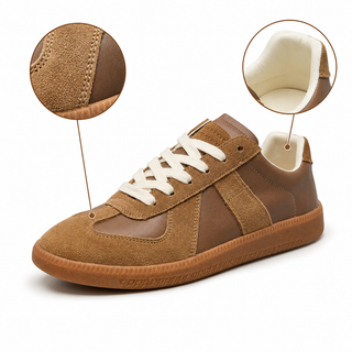 Sneakersy Męskie Retro na karmelowej podeszwie ze sznurowaniem